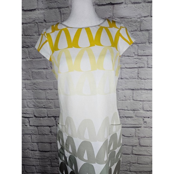 The Limited Womens Ombré Shift Dress White Yellow Black Gray Size 4 Pockets - Picture 4 of 12